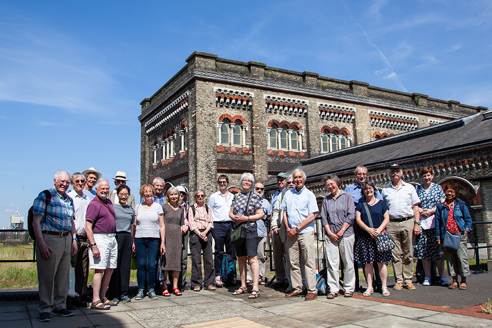 Summer Visit: Cambridge Philosophical Society members outside the Crossness Pumping Station in London.